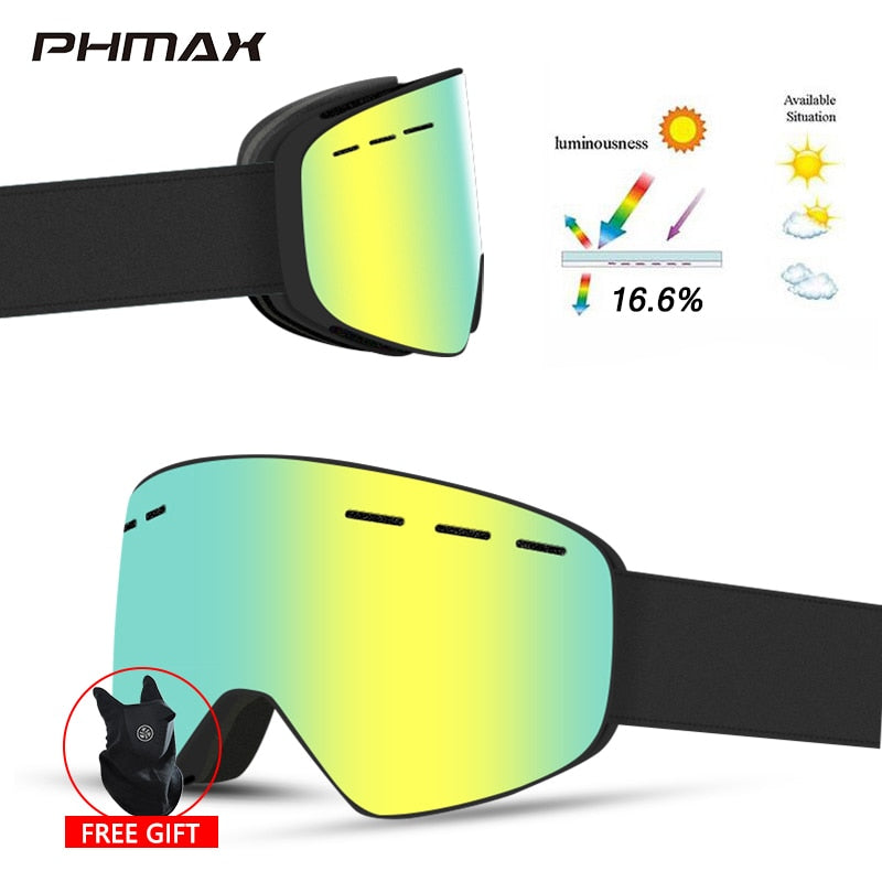 UV400 Anti-Fog Skiing Goggles