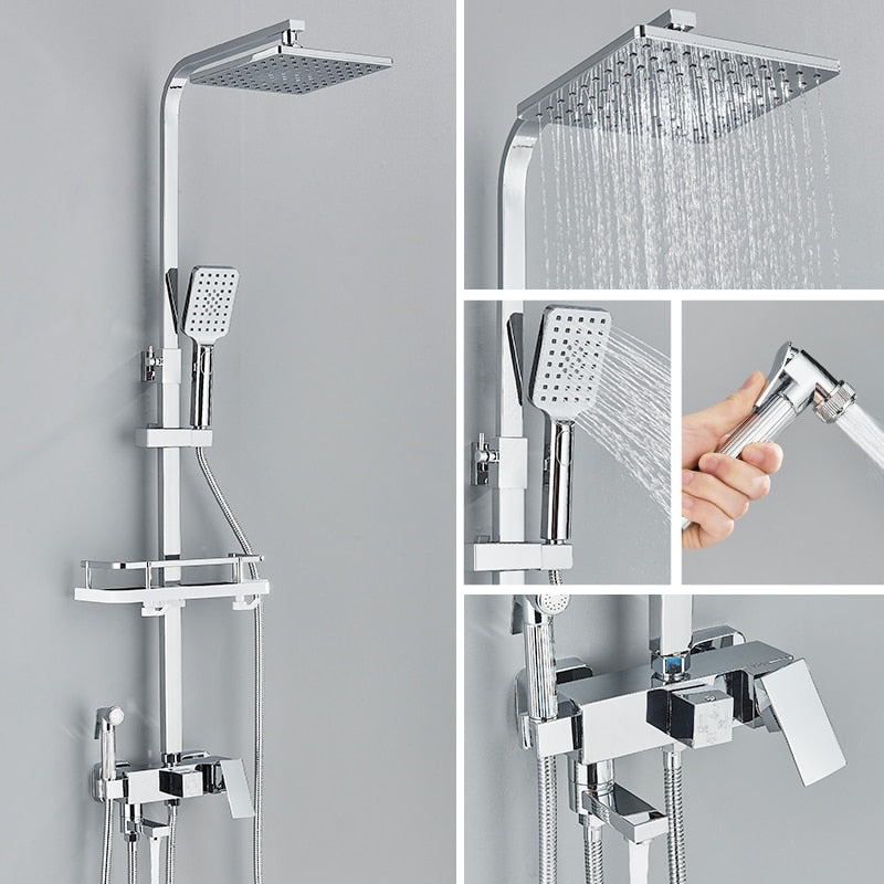 Black Chrome Rainfall Shower Faucet