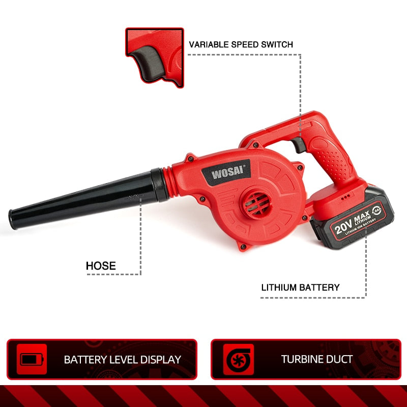 WOSAI 20V Cordless Blower Vacuum Clean Air Blower