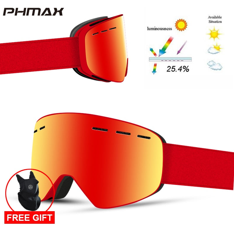 UV400 Anti-Fog Skiing Goggles