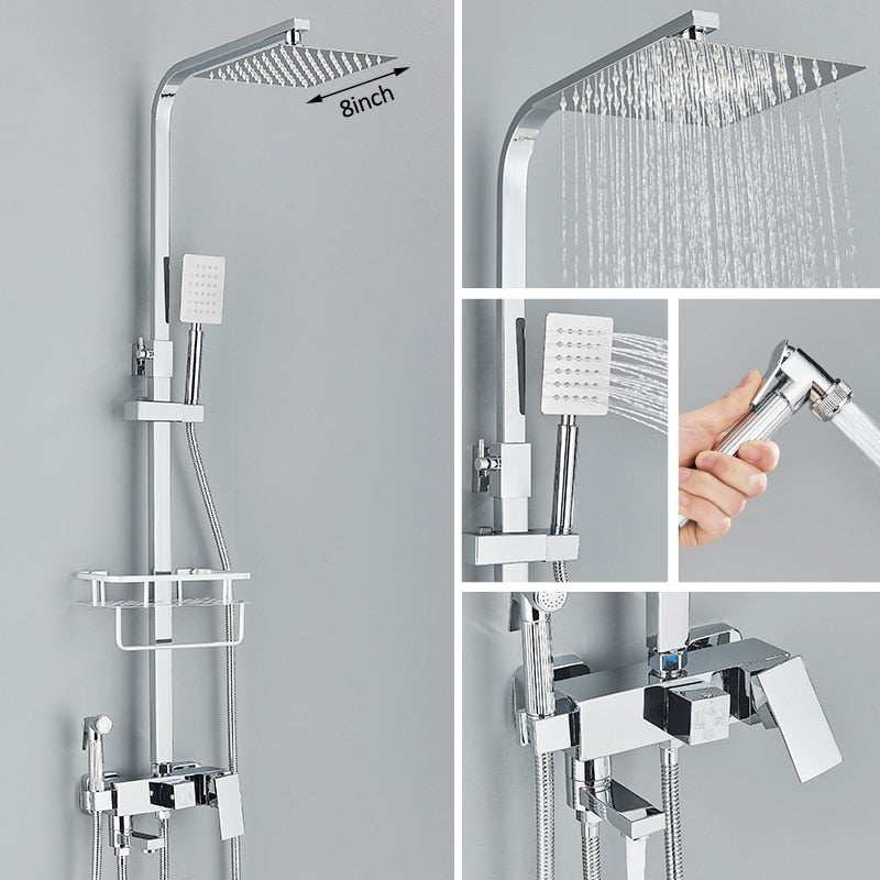 Black Chrome Rainfall Shower Faucet