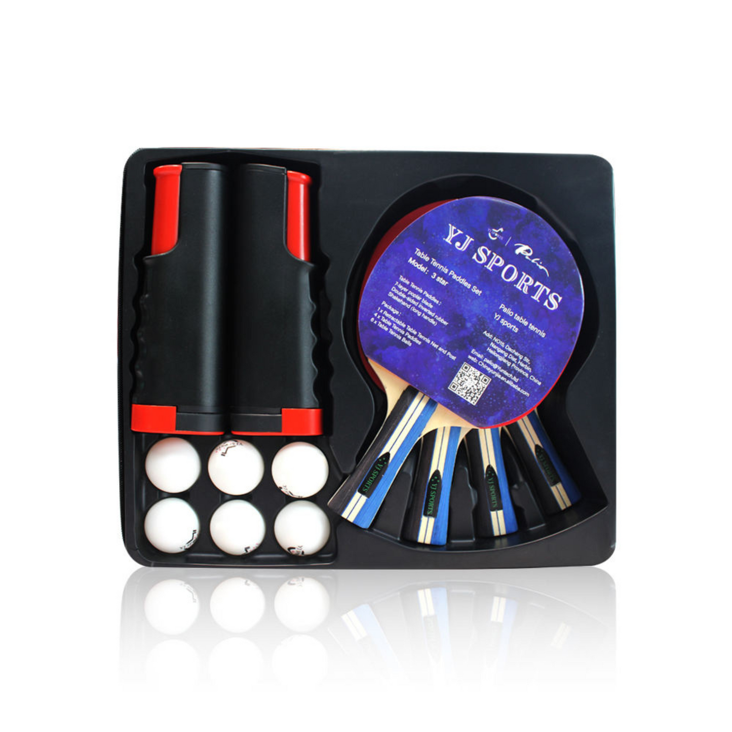 4-Racket and 6-Ball Set with Retractable Features