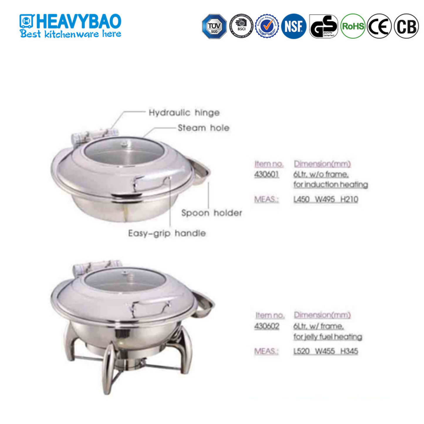 Elegant Stainless Steel Chafer Dish