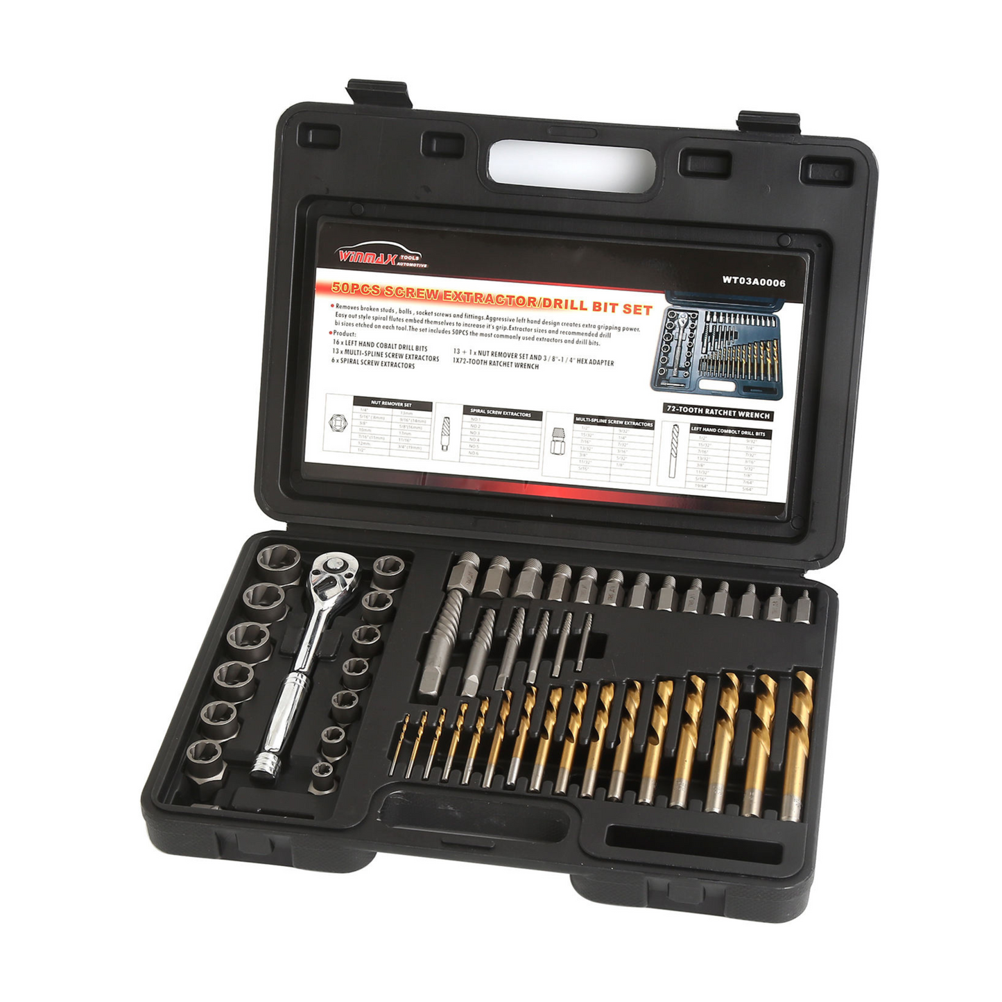 50-Piece Screw Extractor and Drill Bit Set