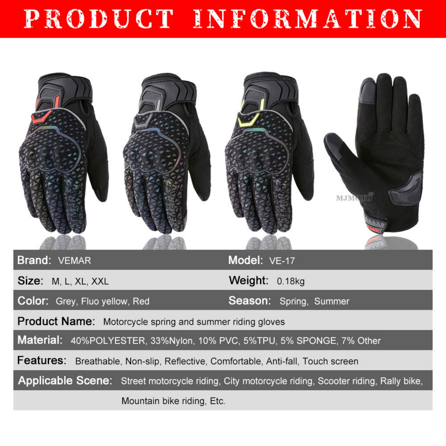 Breathable Motorcycle Riding Gloves