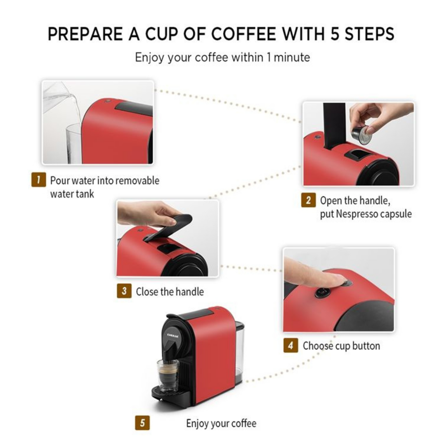 Delicious Espresso with  Capsule Coffee Maker