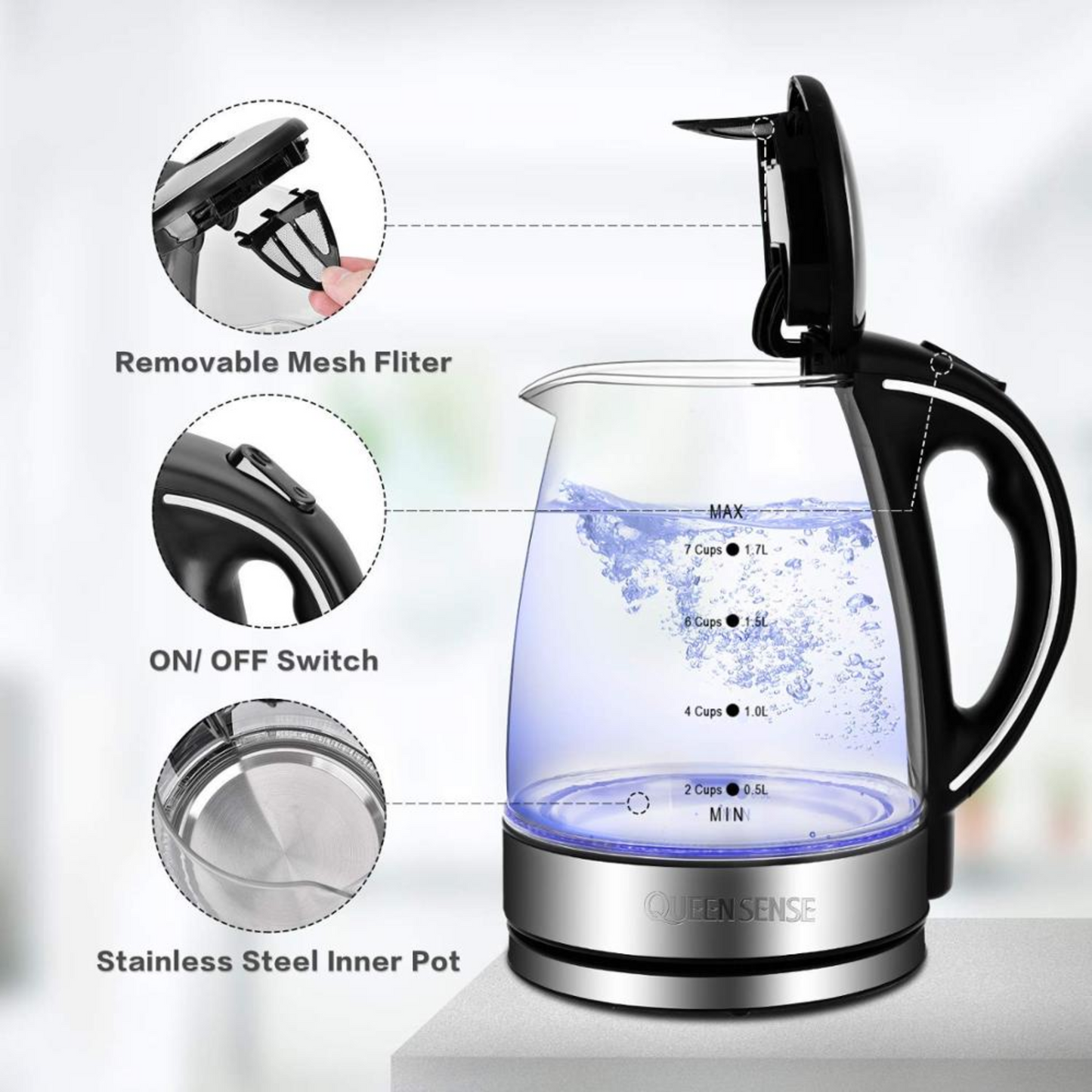 Kitchen  Liter Glass Electric Kettle