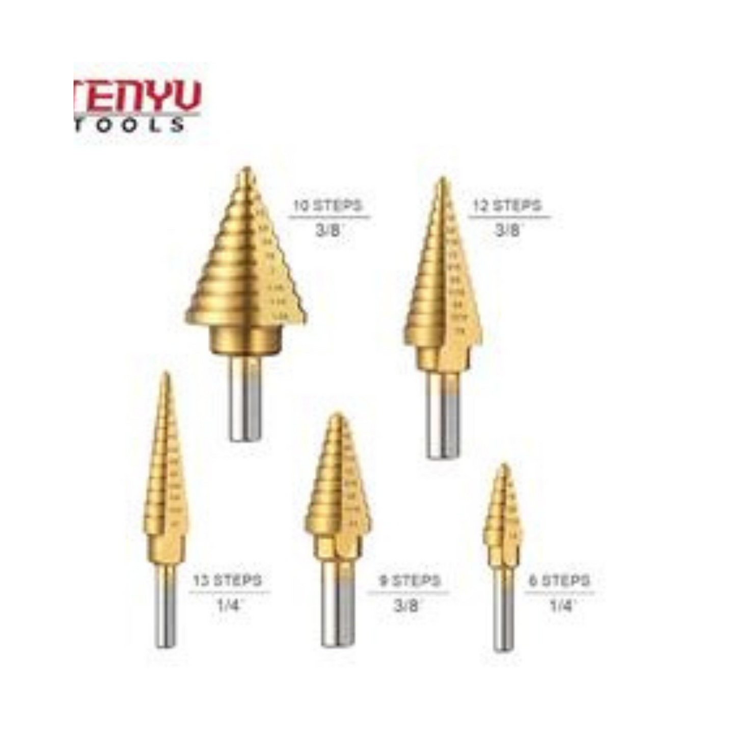 Coated Spiral Inch Stepped Drill Bit Set