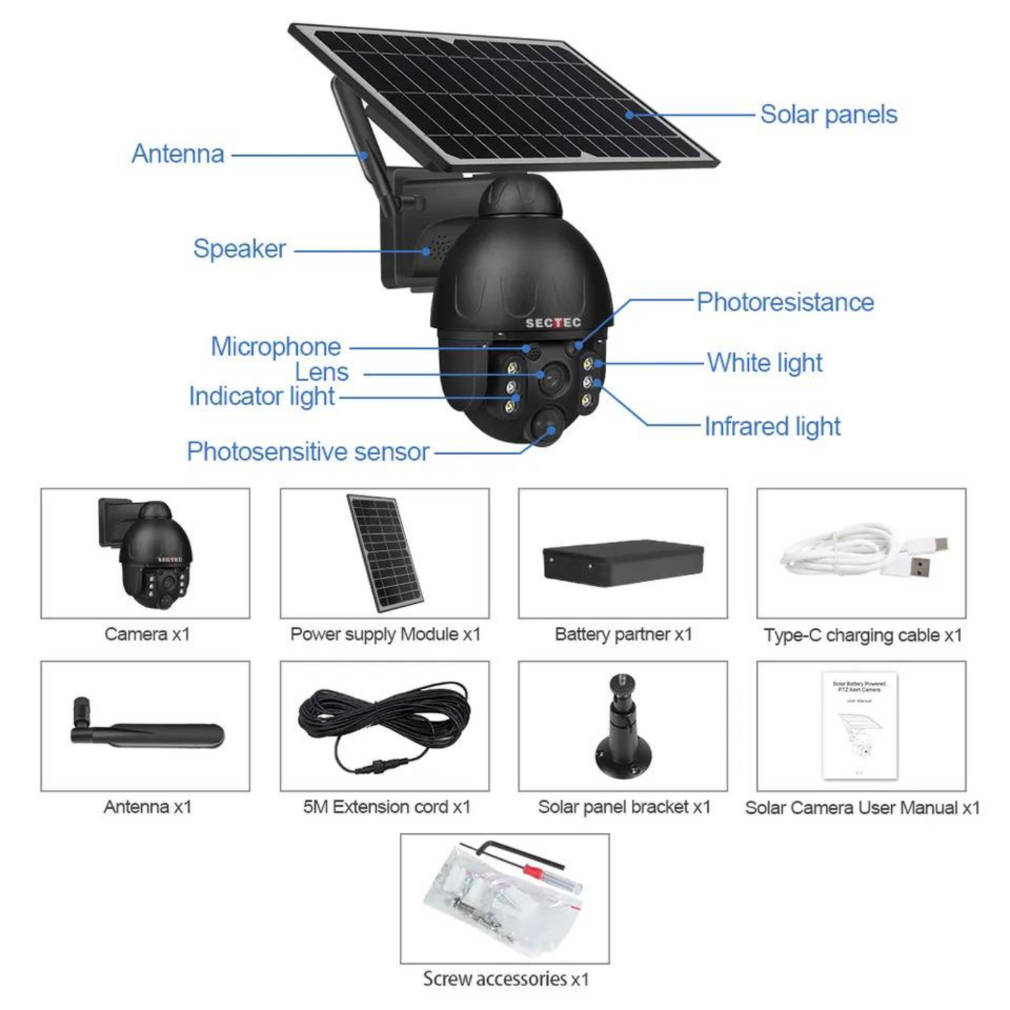 Solar-Powered Battery Security Camera