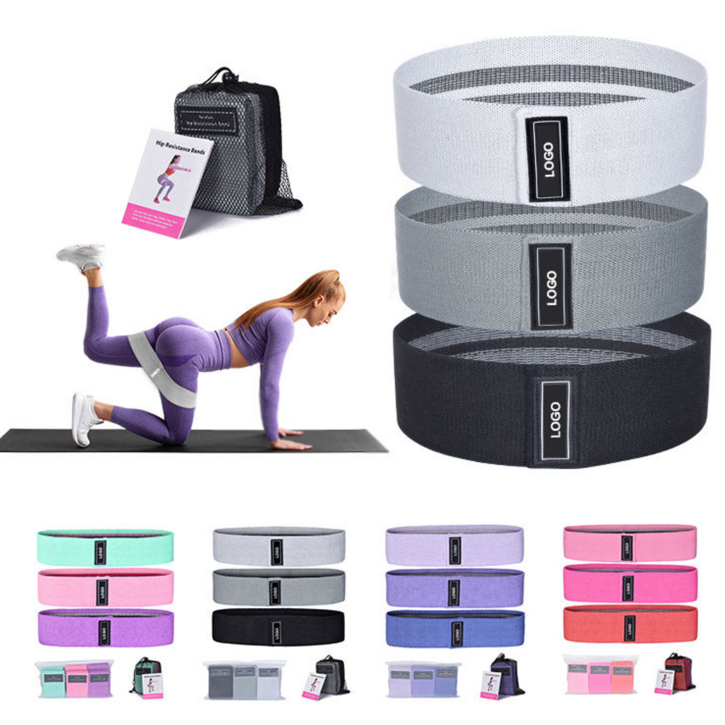 Custom Logo Grey Thick Booty Resistance Bands
