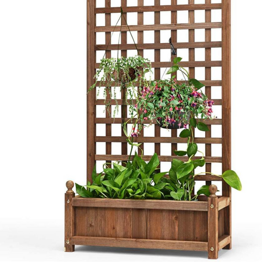 Wood Planter Raised Bed with Trellis