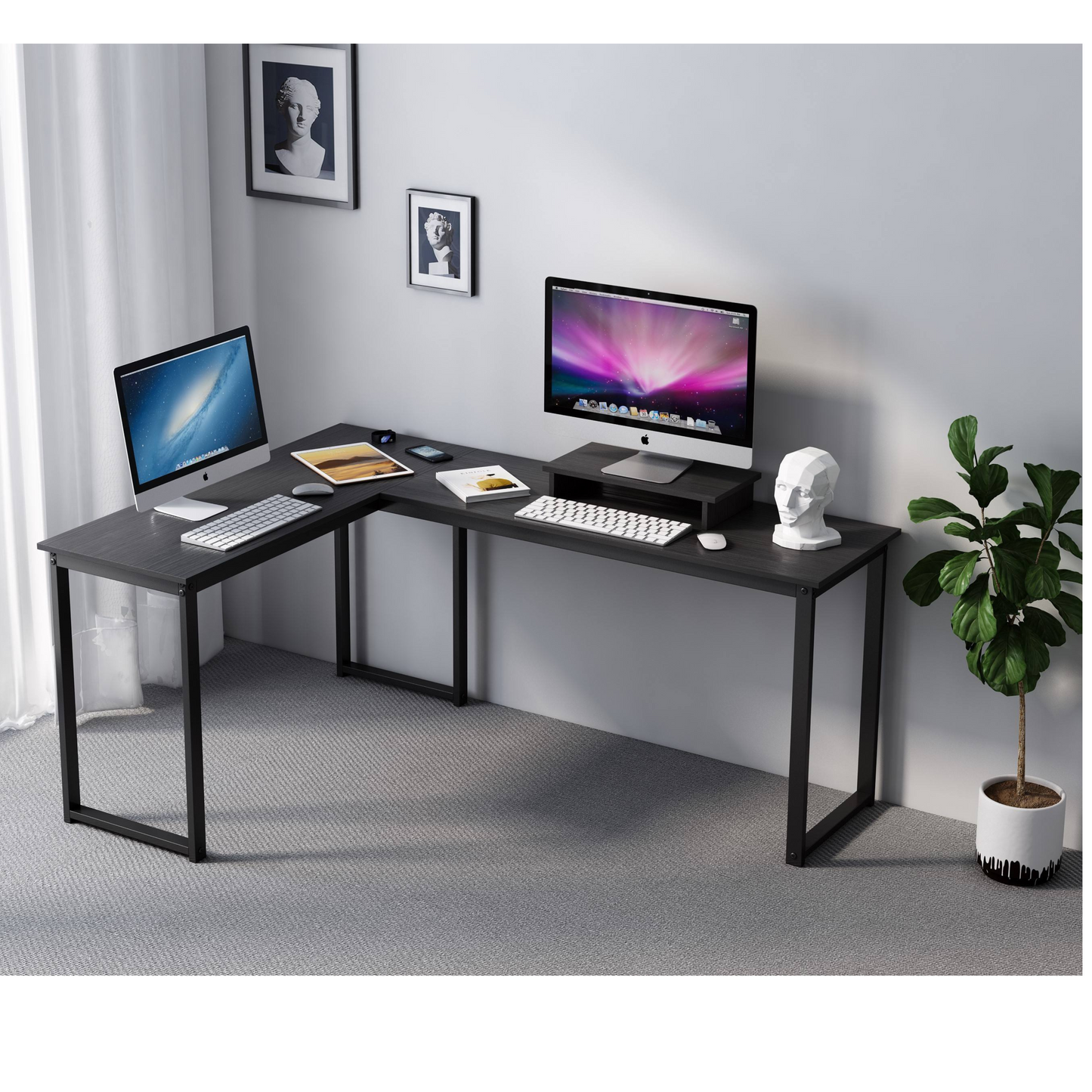 Corner Desk and Monitor Stand Table
