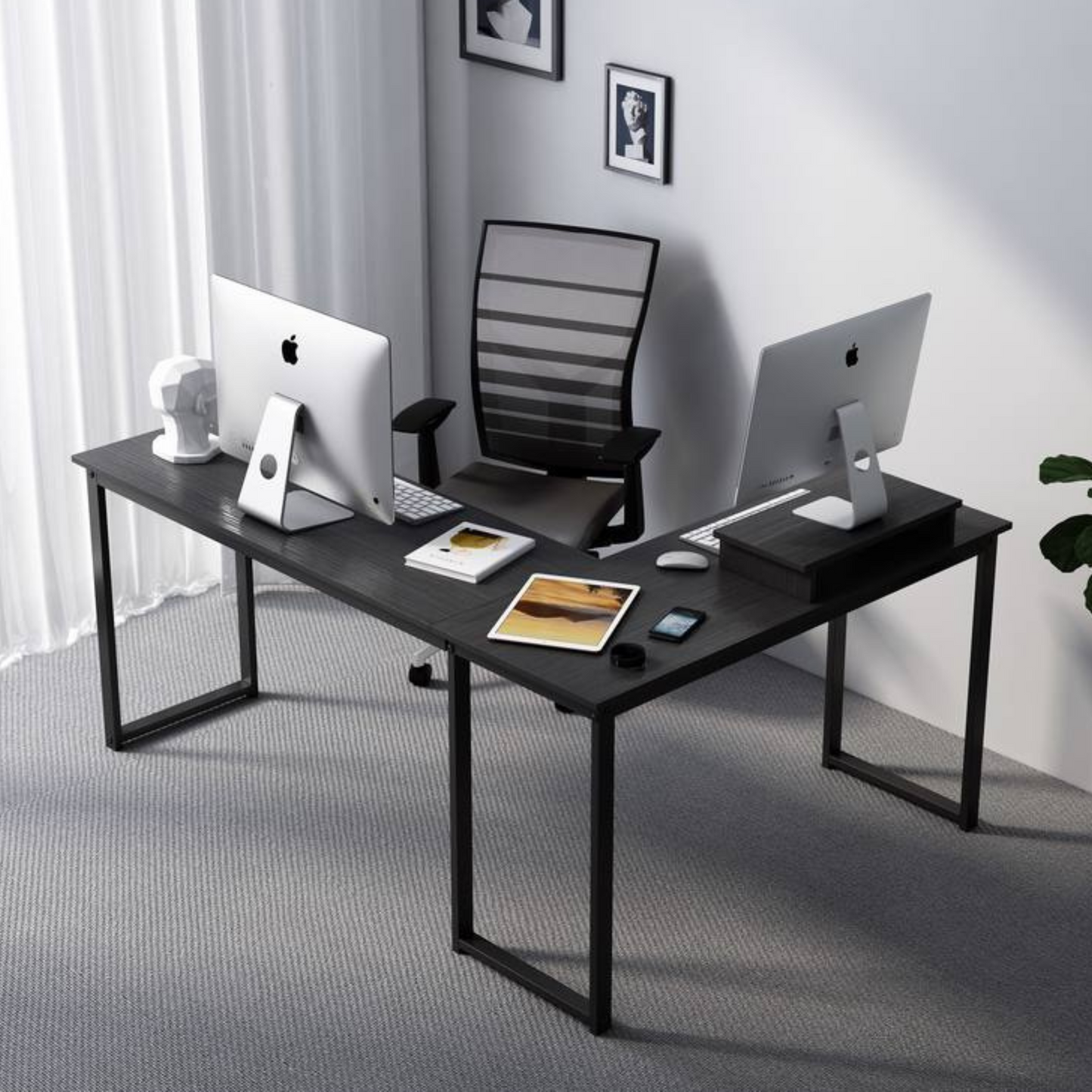 Corner Desk and Monitor Stand Table