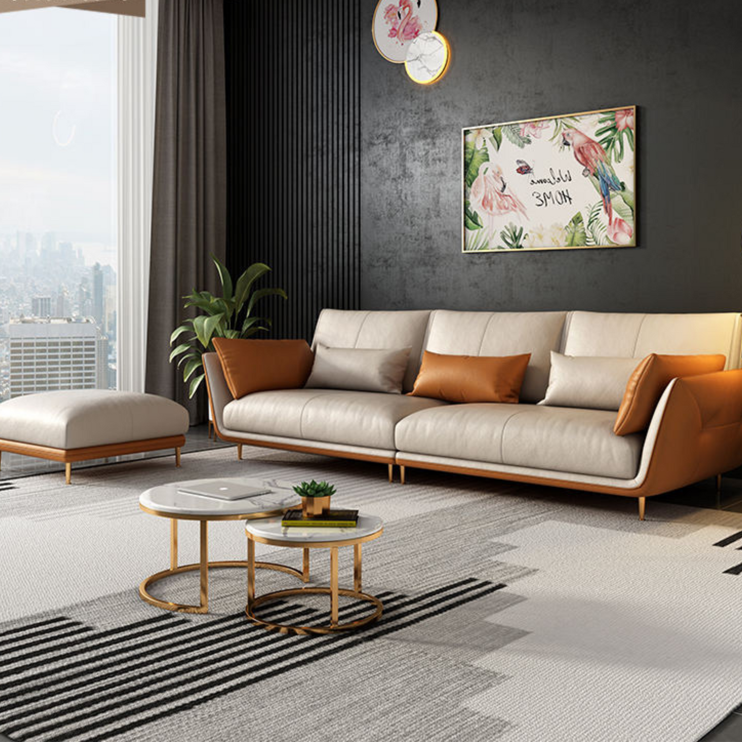 3 Seater Leather Sofa Set