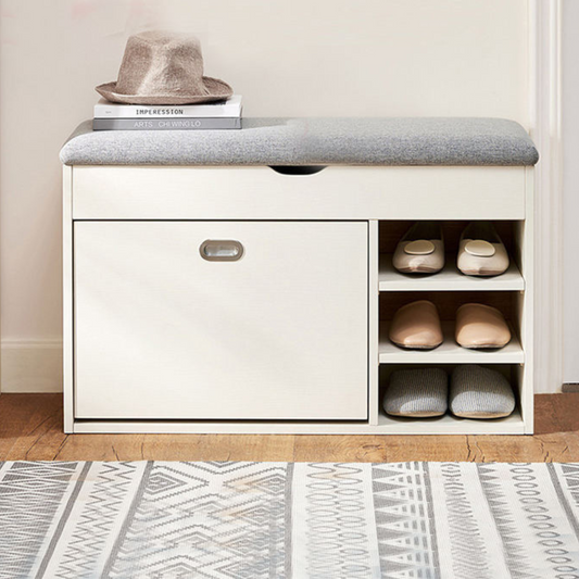 Wooden Rack Shoe Cabinet with Seat