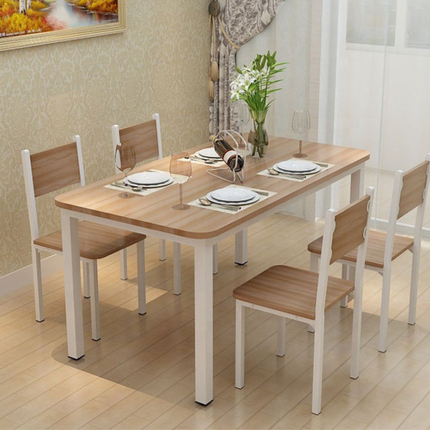 Multifunctional Steel-Wood Dining Table and Chair