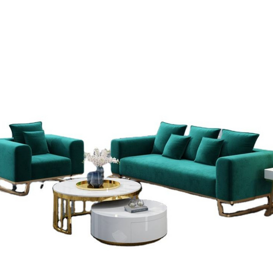 Dark Green Velvet Fabric Sofa