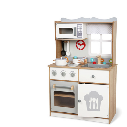 White Wooden Play Kitchen Toy