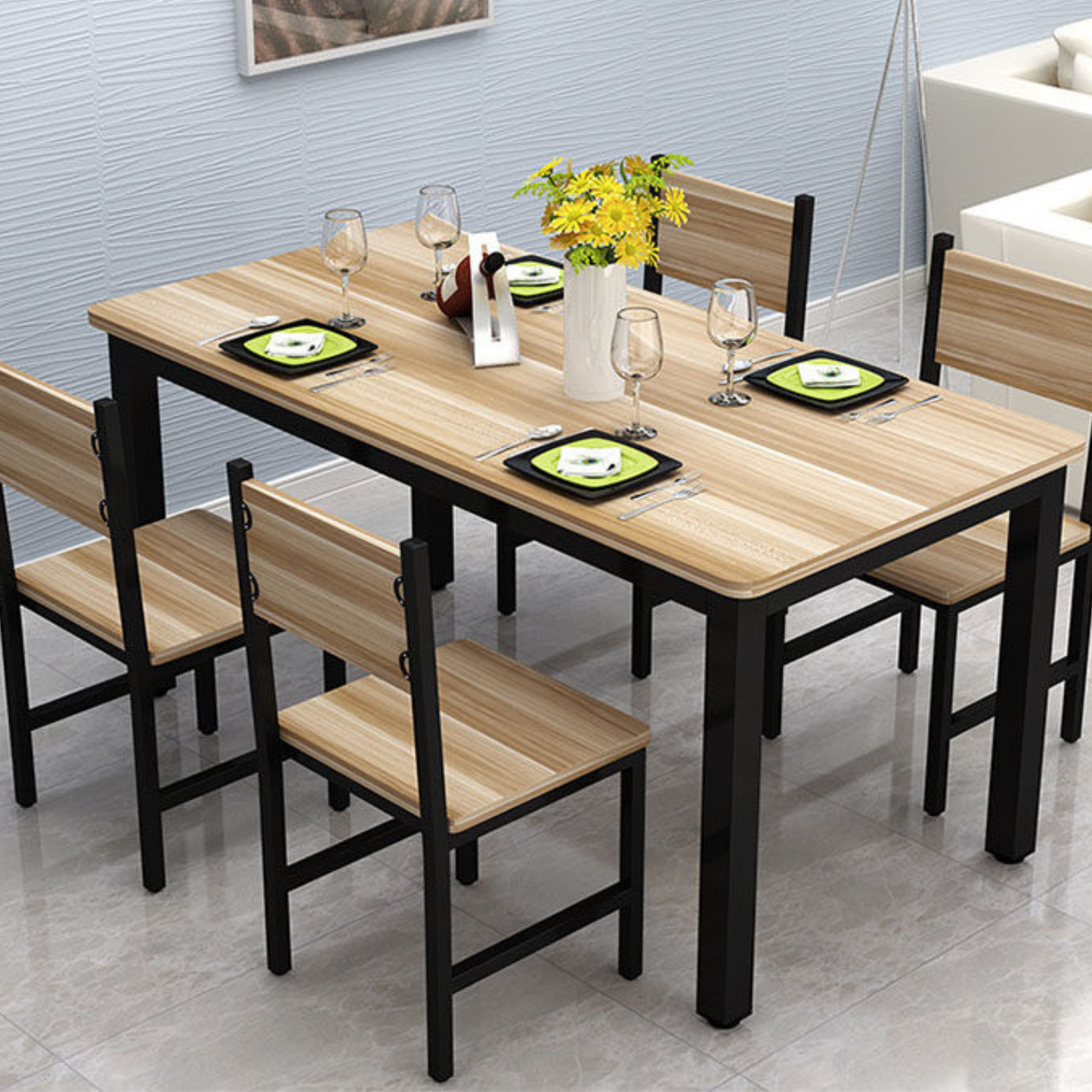 Multifunctional Steel-Wood Dining Table and Chair