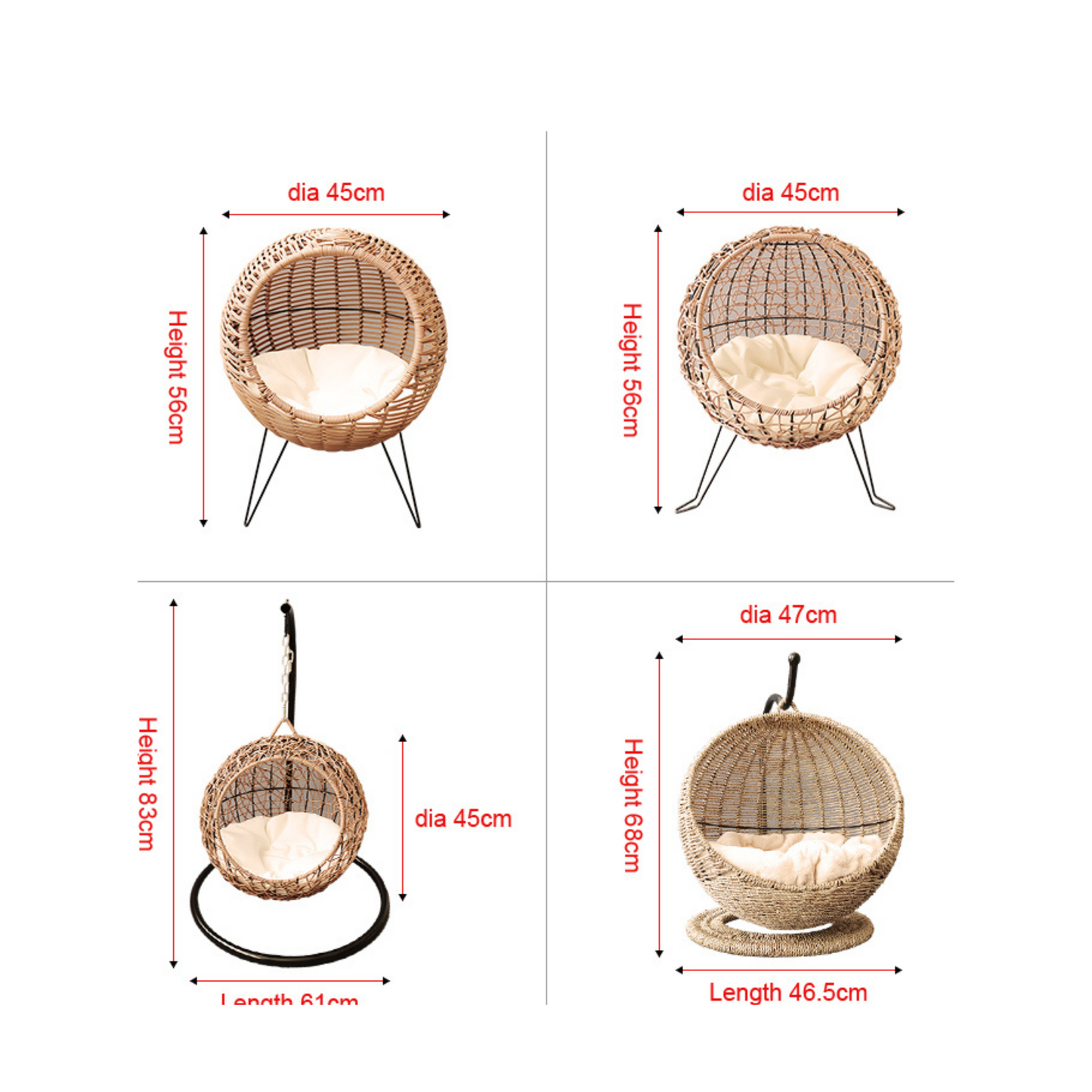 Cats and Hanging Egg Cages