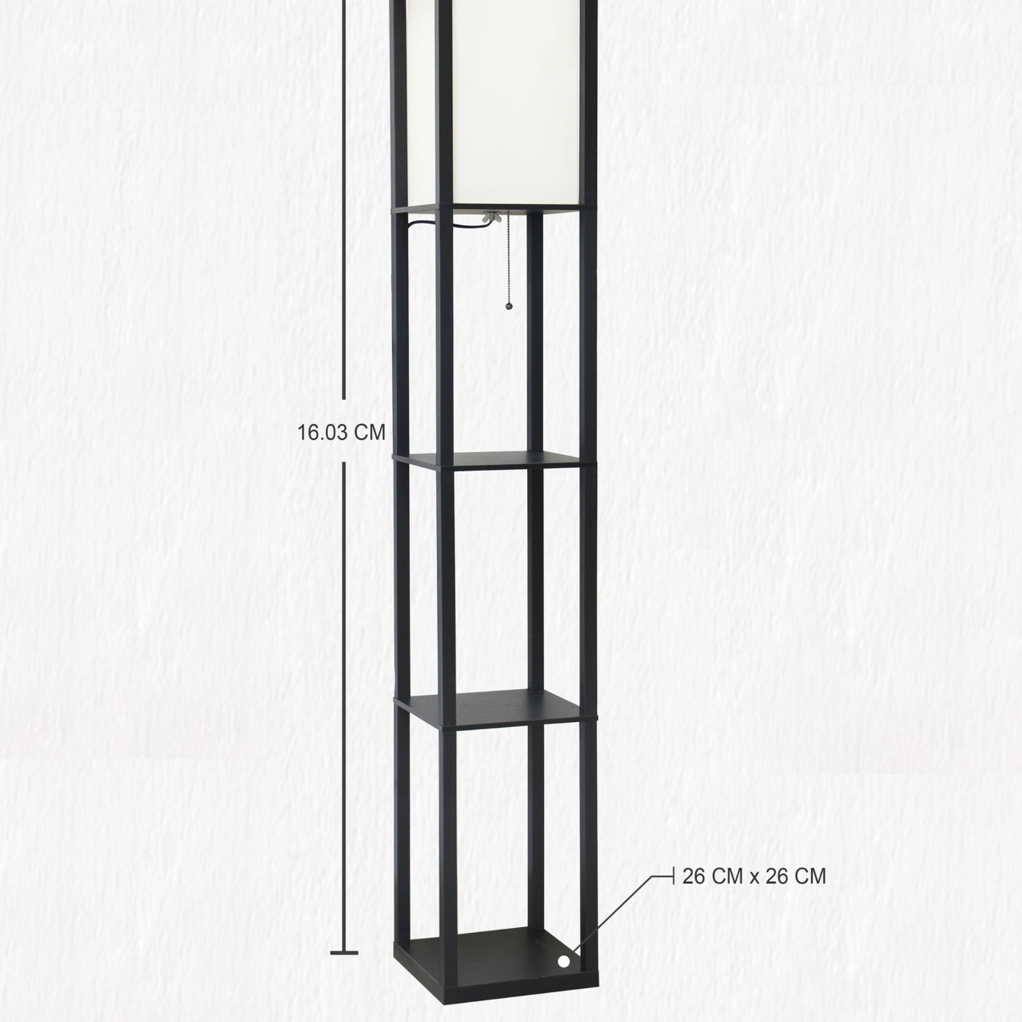 Bedside Wood Floor Lamp with Shelves