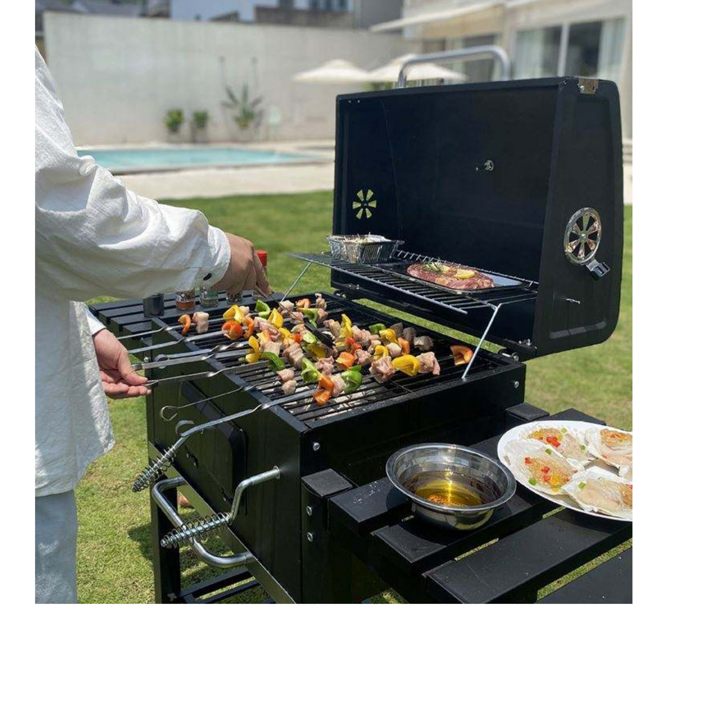 Trolley Barrel Smoker Charcoal BBQ Grill