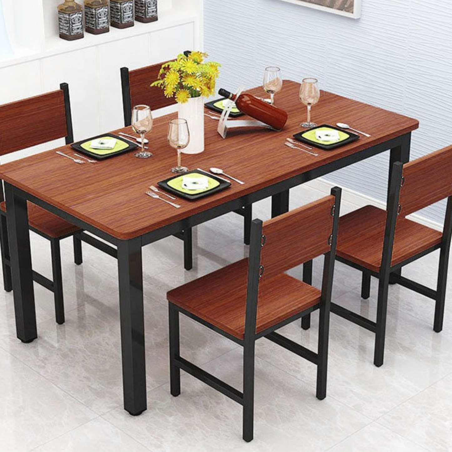 Multifunctional Steel-Wood Dining Table and Chair