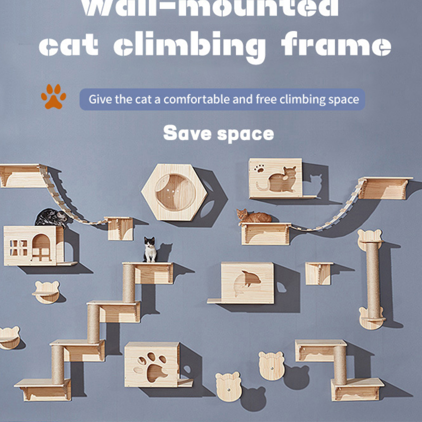 Wall Mounted Cat Climb Shelves