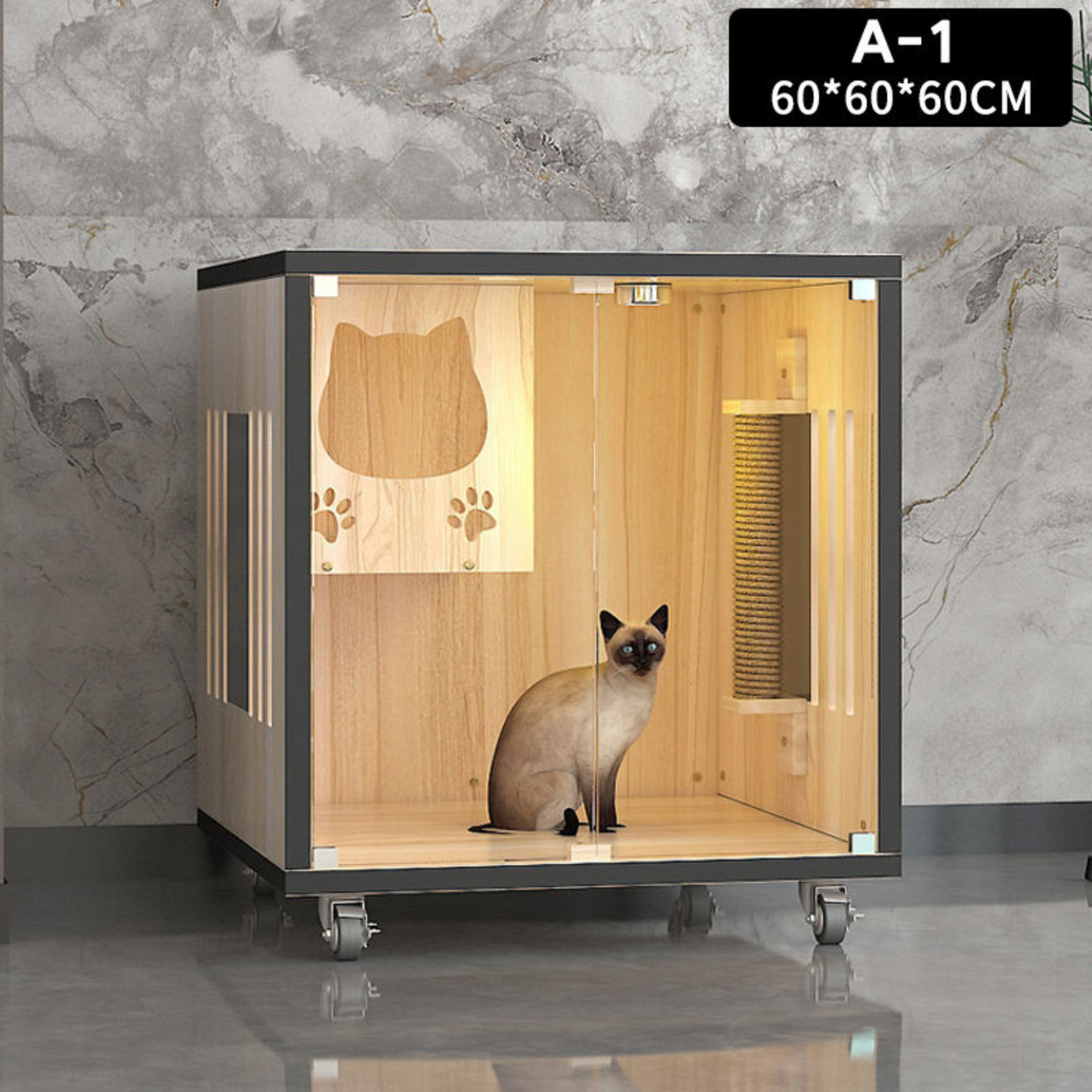 Luxury Solid Wood Cat Villa Nest Bed