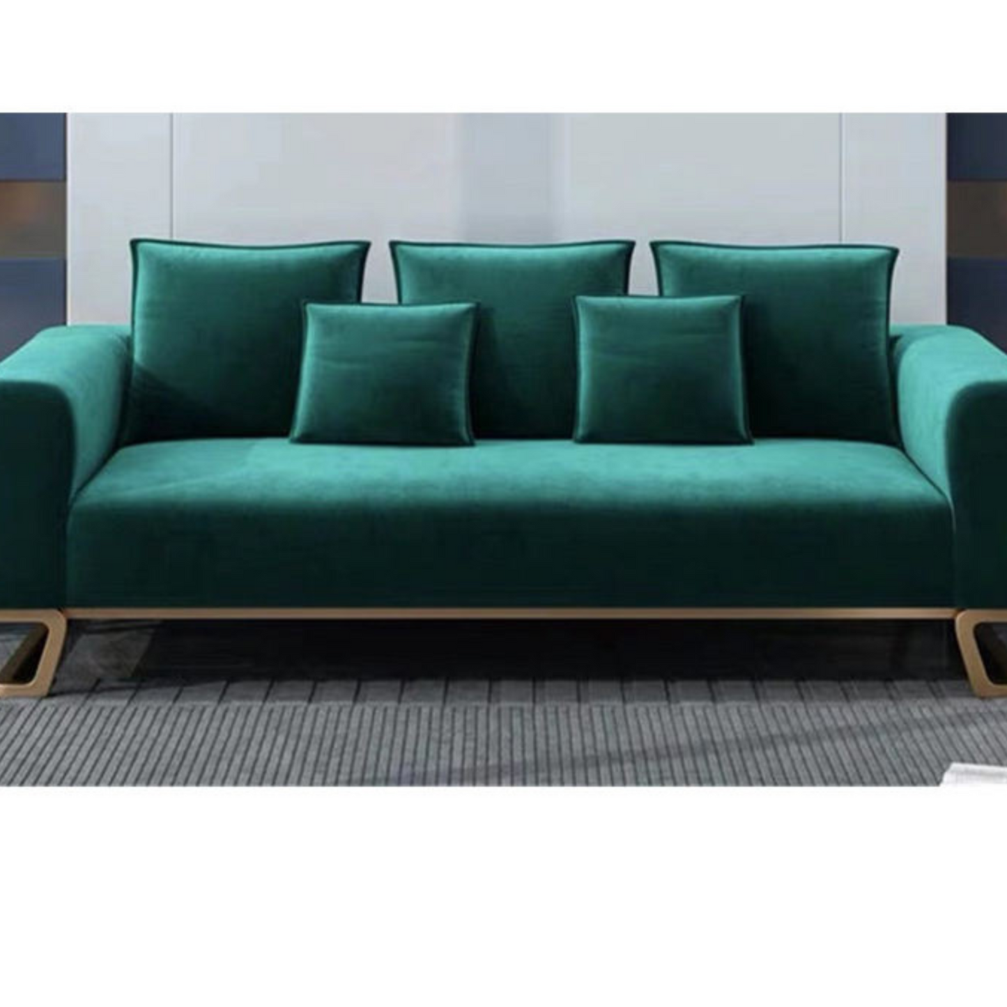 Dark Green Velvet Fabric Sofa
