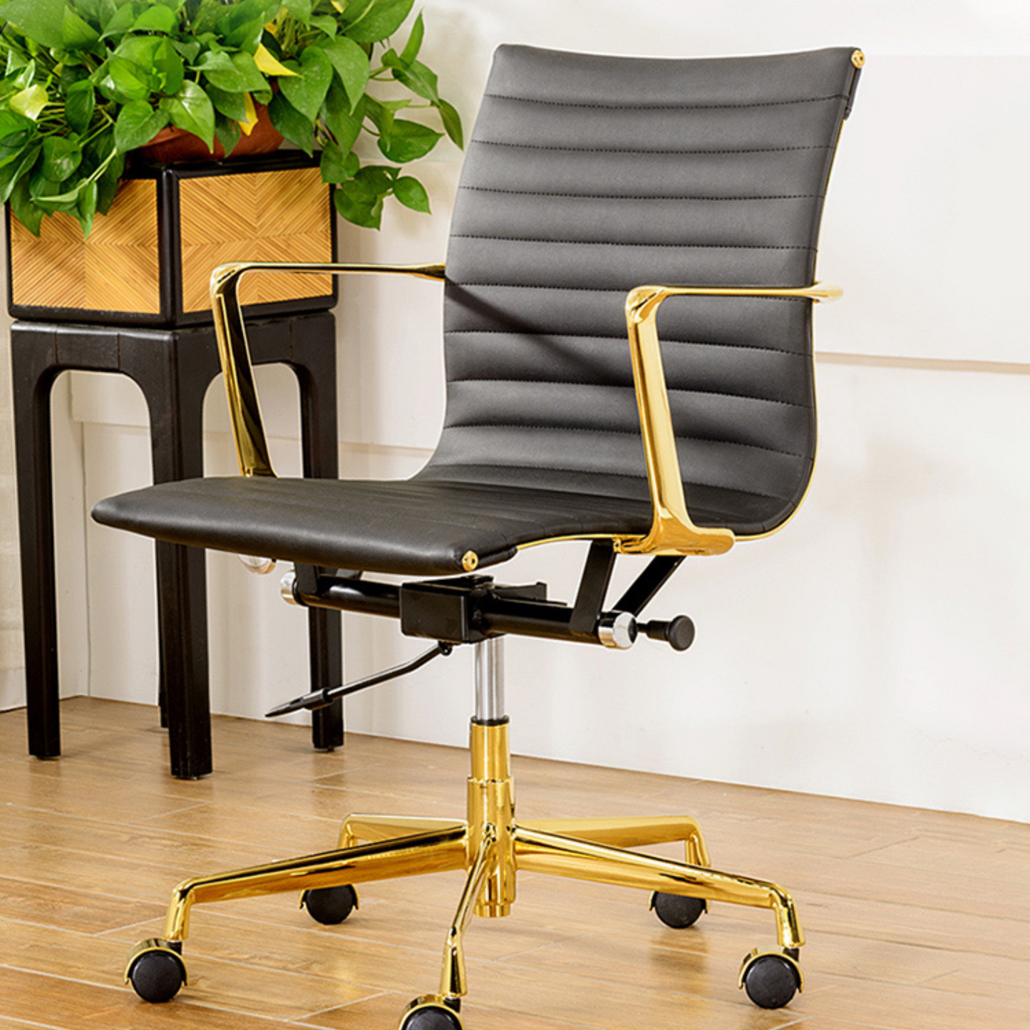 High-Back Metal Frame Leather Chair