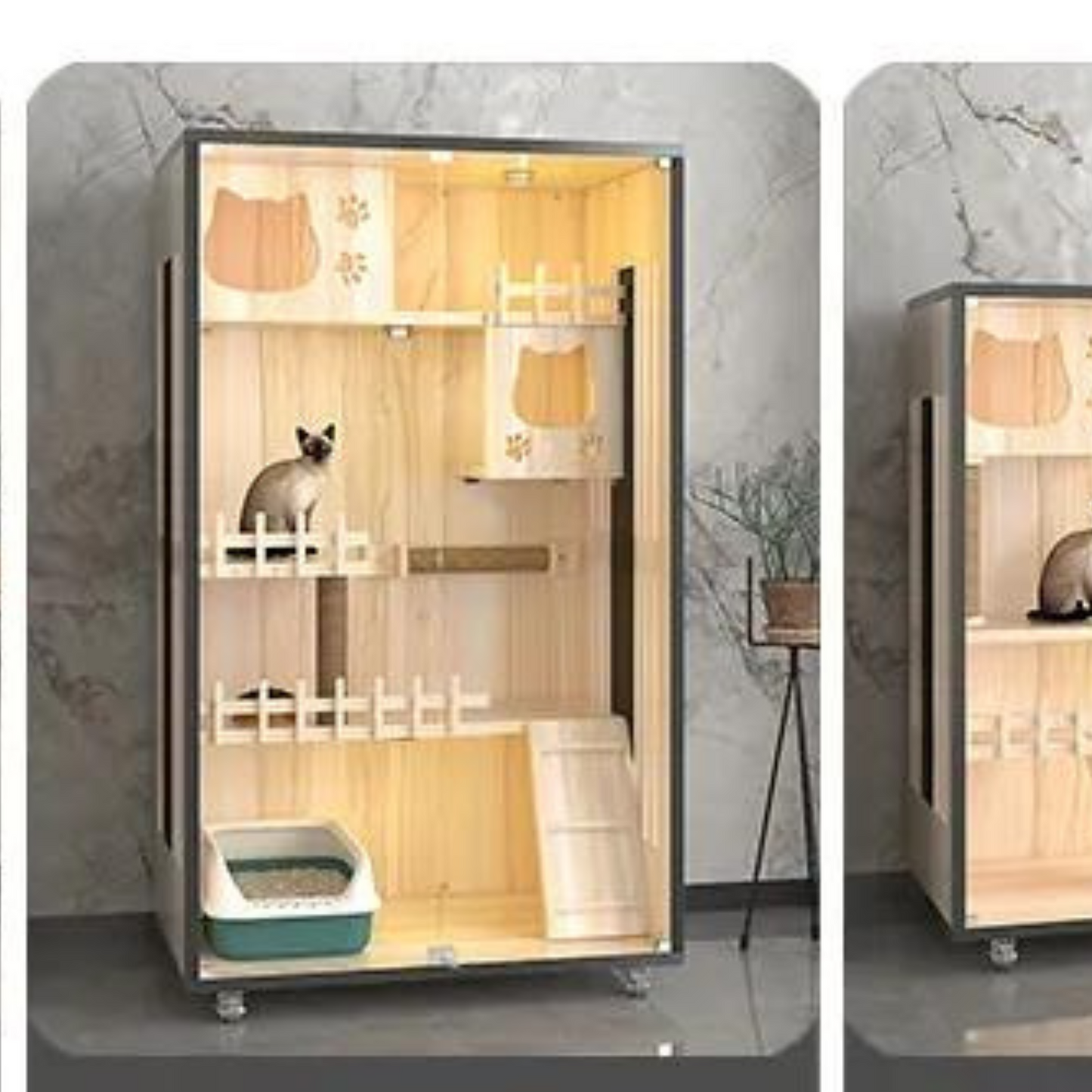 Luxury Solid Wood Cat Villa Nest Bed