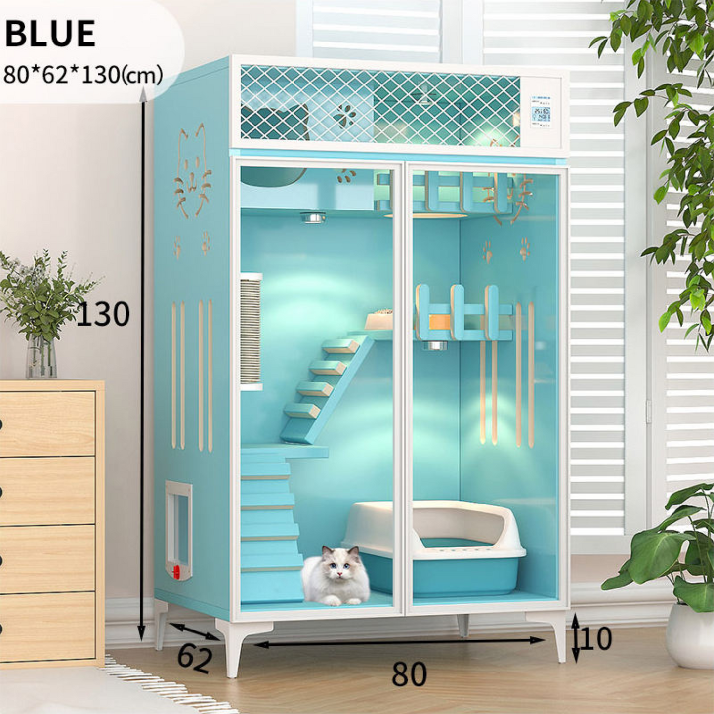 Luxury Solid Wood Cat Bed and Pet Cage Showcase Cattery House