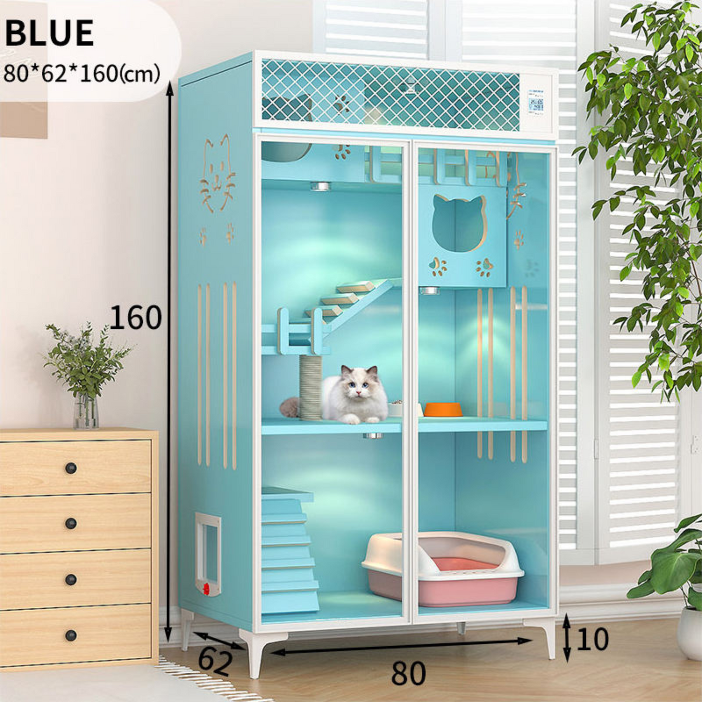 Luxury Solid Wood Cat Bed and Pet Cage Showcase Cattery House