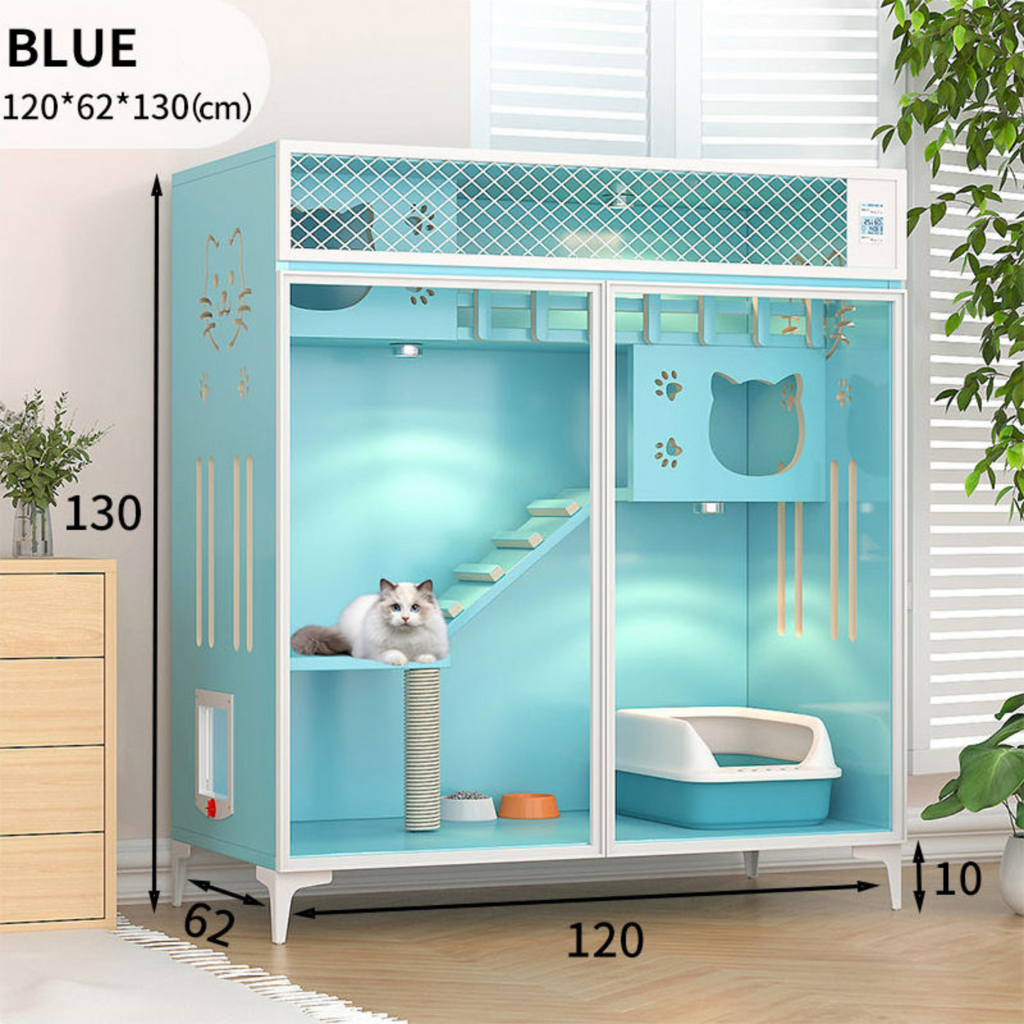 Luxury Solid Wood Cat Bed and Pet Cage Showcase Cattery House