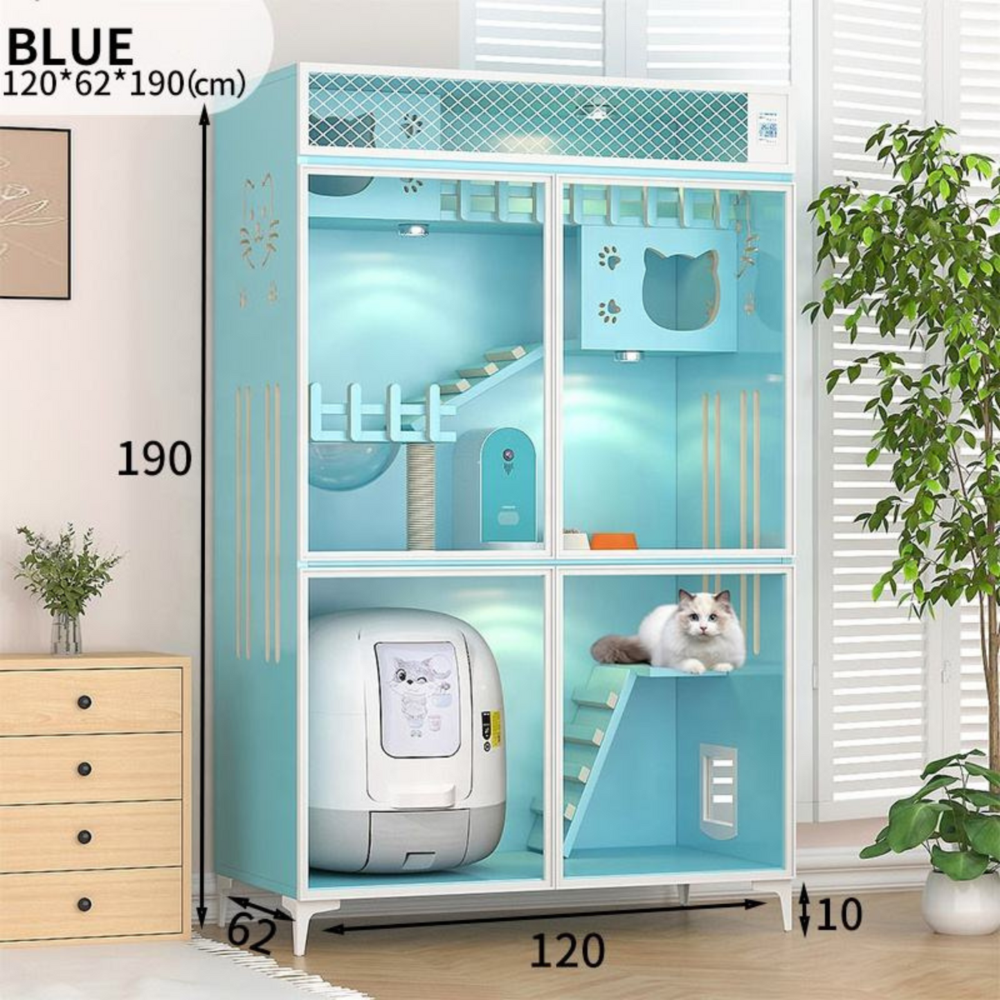Luxury Solid Wood Cat Bed and Pet Cage Showcase Cattery House