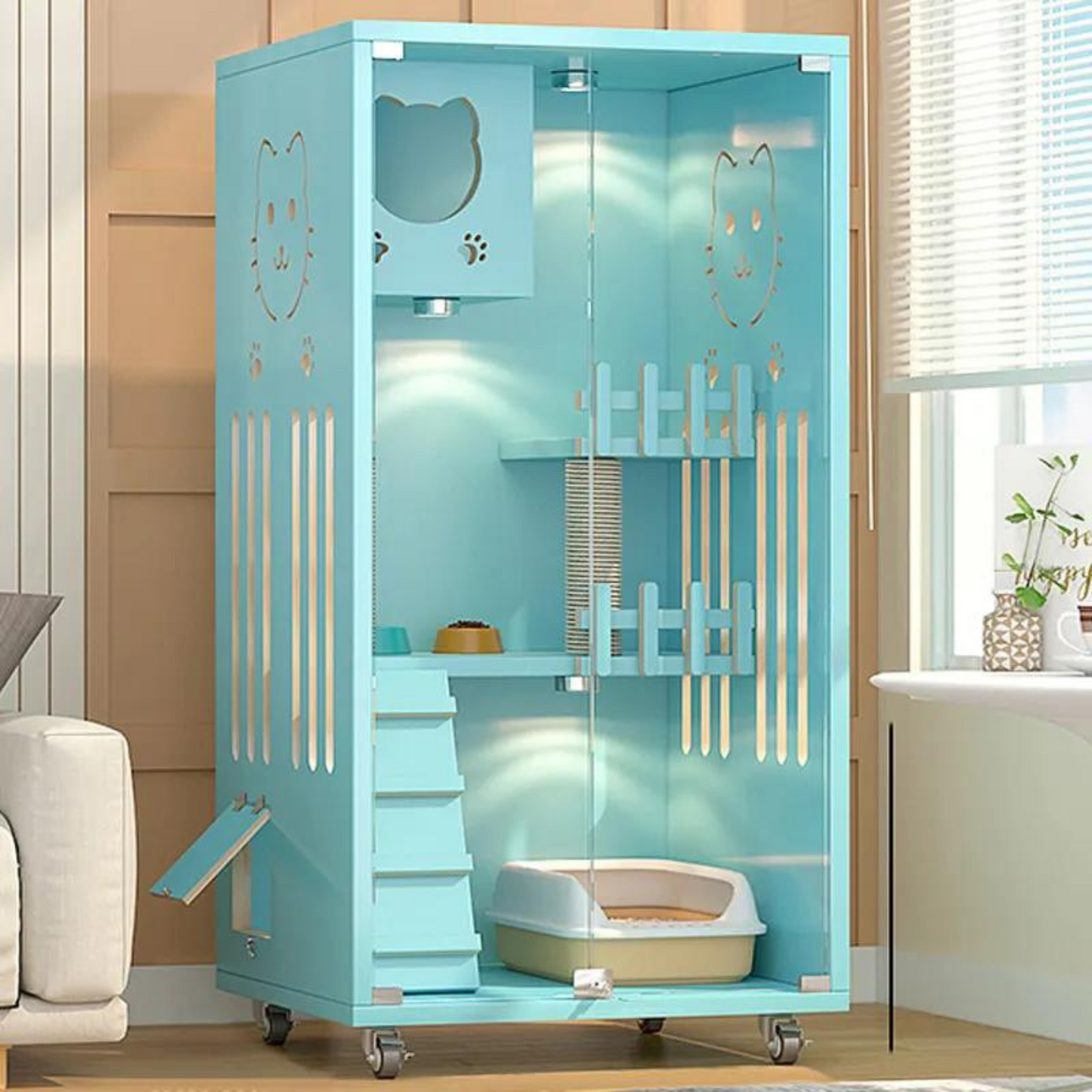 Solid Wood Multi-Layer Cat Cage