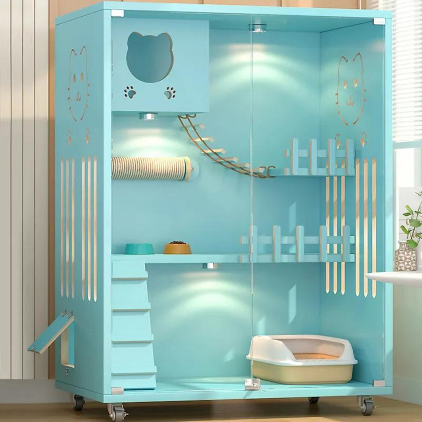 Solid Wood Multi-Layer Cat Cage
