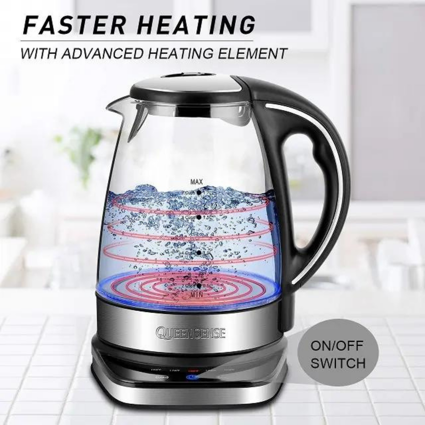 Base Cordless glass electric water kettle