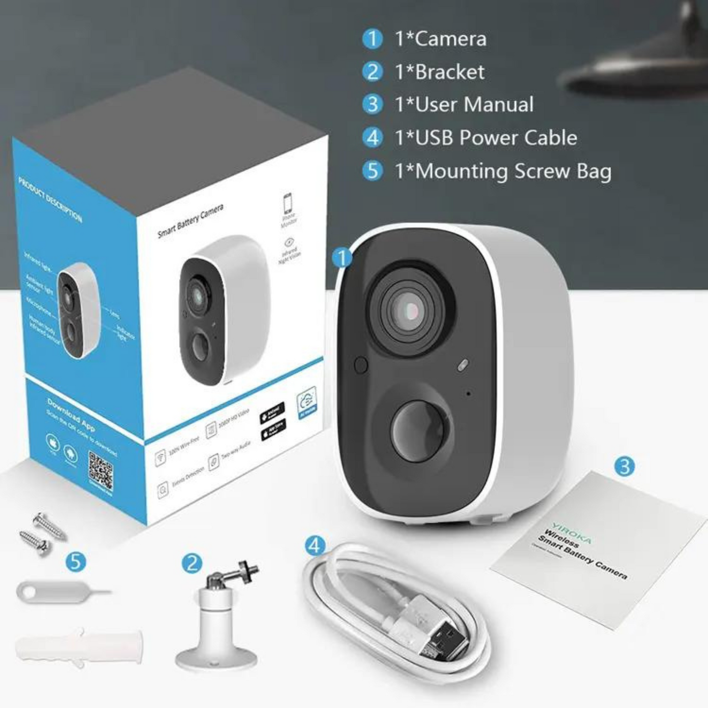 Solar-Powered Wireless Smart IP WiFi PIR Camera