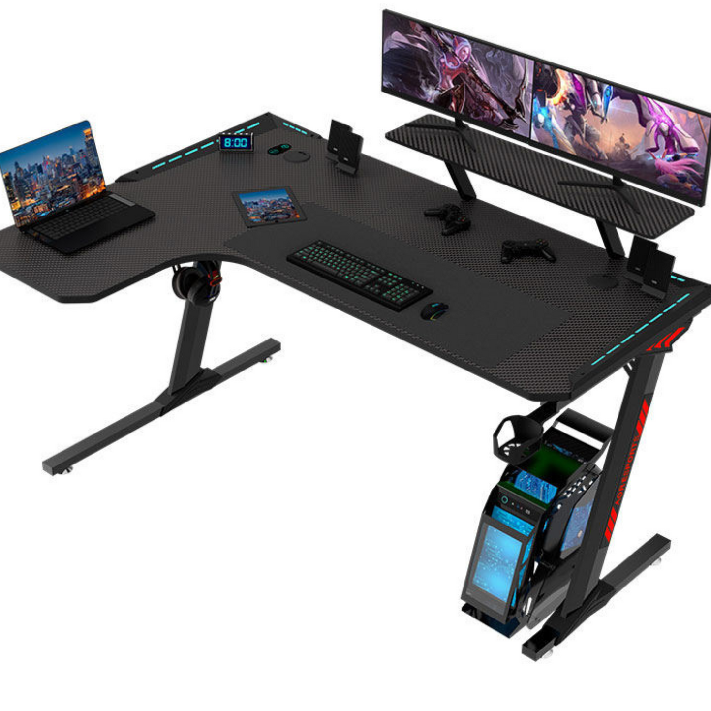 Modern L-Shaped Gaming Table