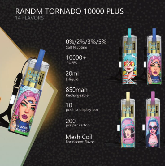 200 Units Box  RANDM tornado 10000 Plus - vape e cigarette